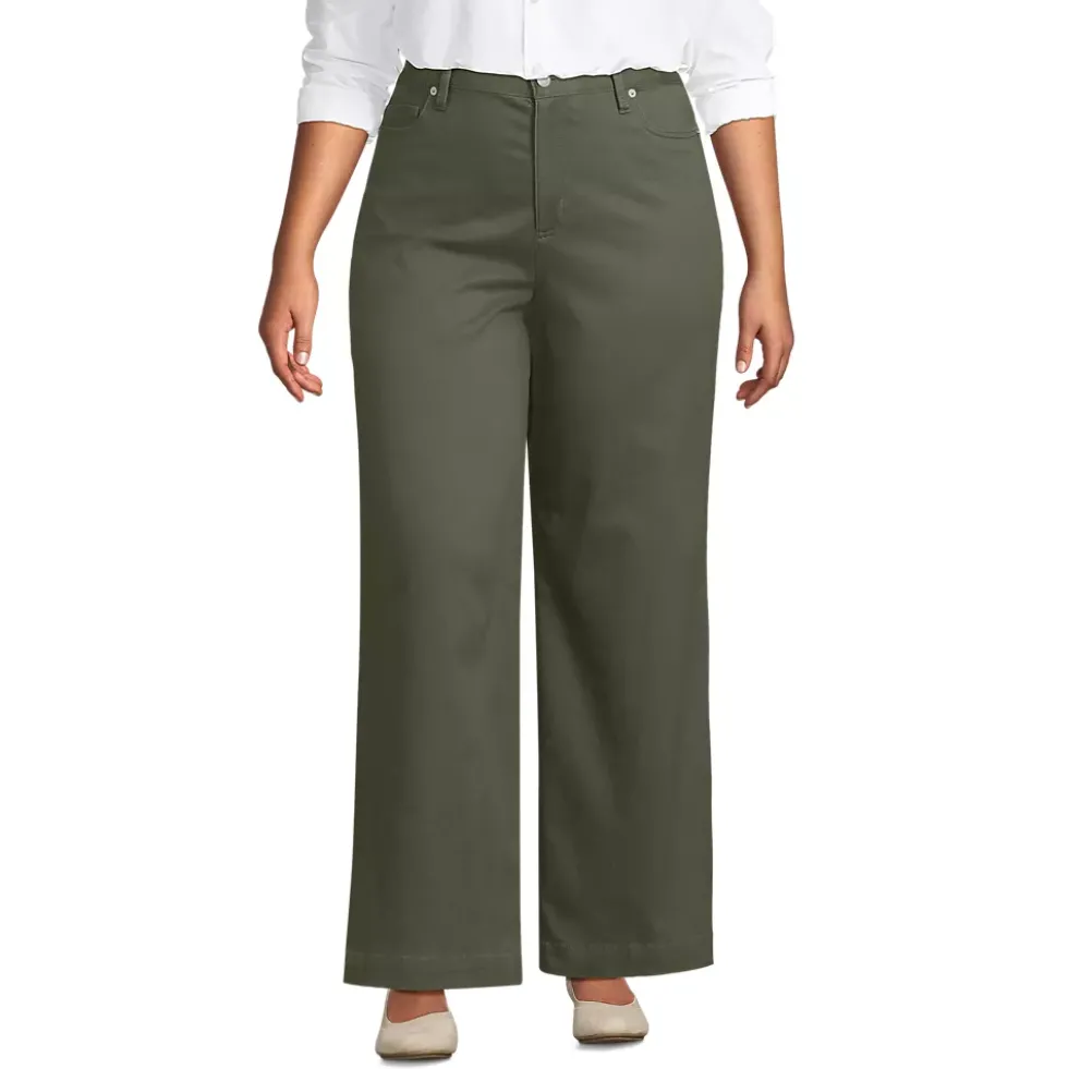 Women's High Rise 5 Pocket Wide Leg Chino Pants