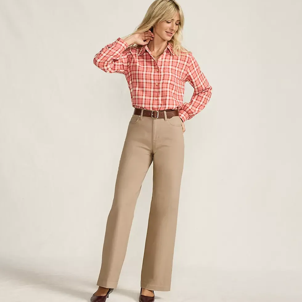 Women's High Rise 5 Pocket Wide Leg Chino Pants