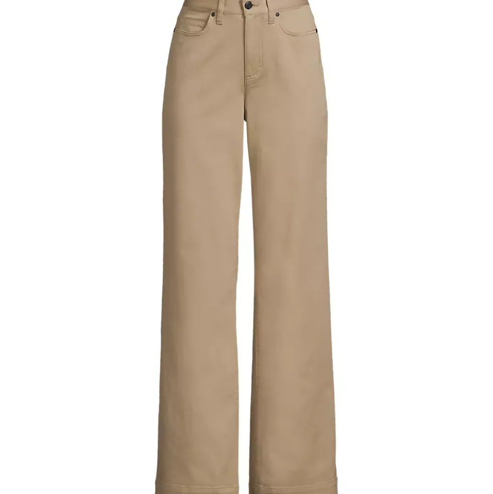 Women's High Rise 5 Pocket Wide Leg Chino Pants