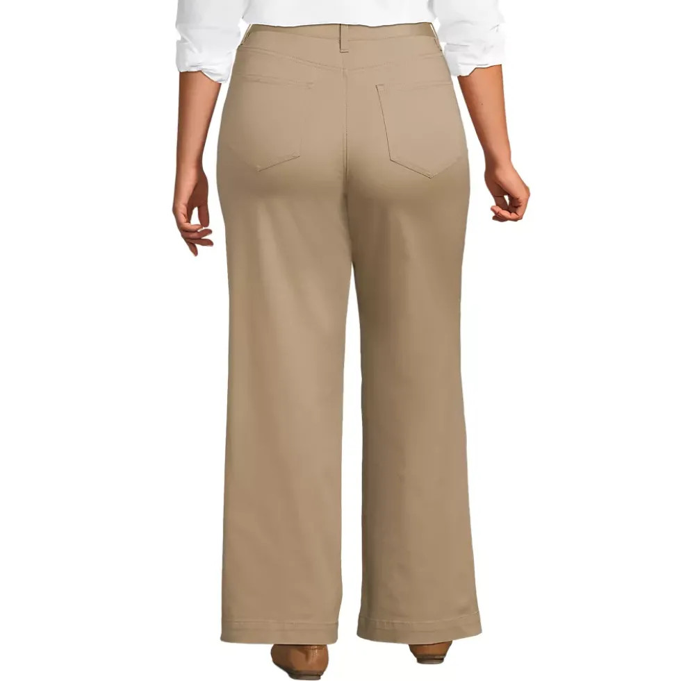 Women's High Rise 5 Pocket Wide Leg Chino Pants