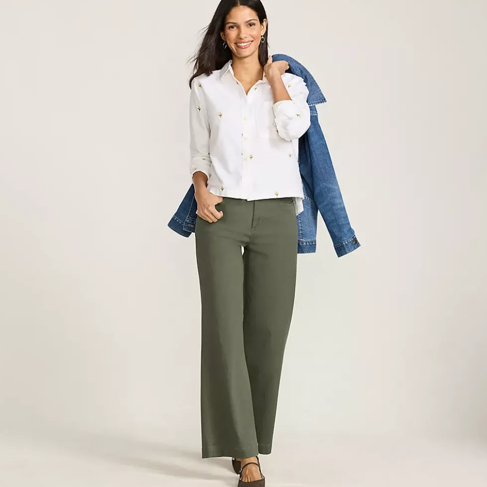 Women's High Rise 5 Pocket Wide Leg Chino Pants