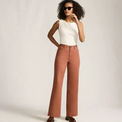 Women's High Rise 5 Pocket Wide Leg Chino Pants