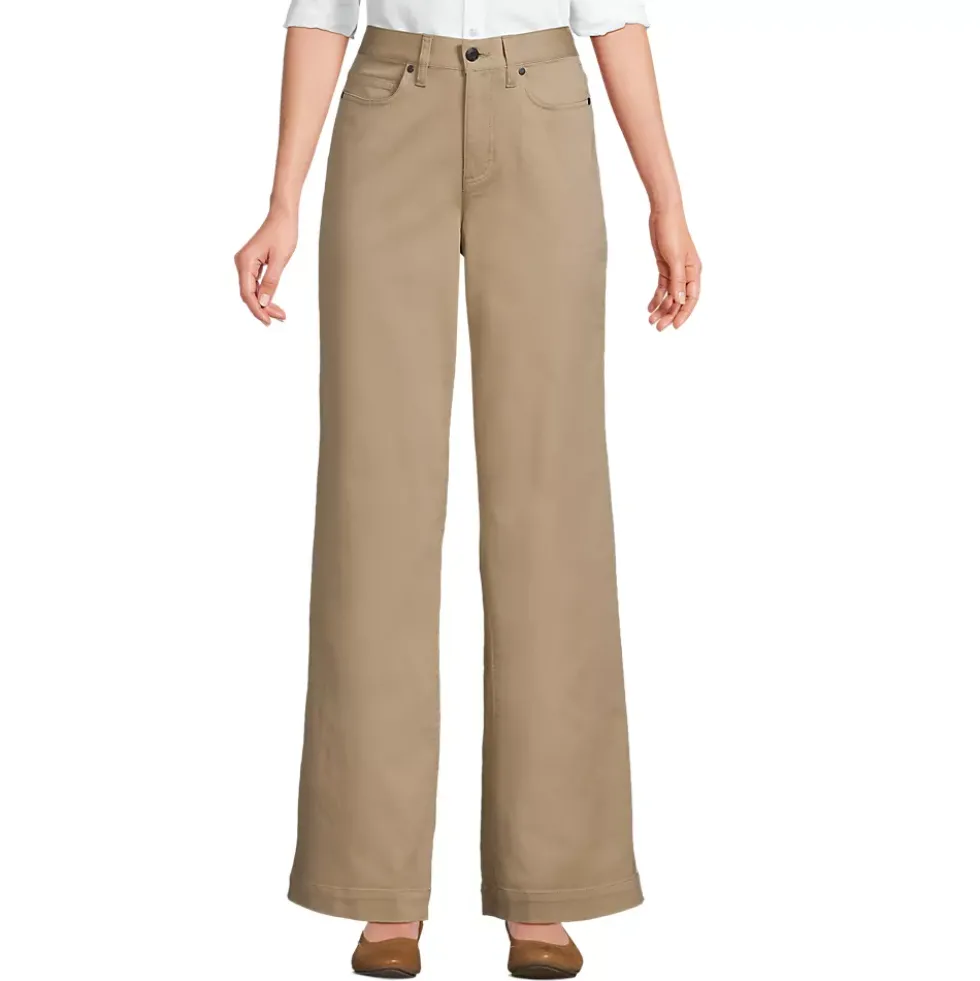 Women's High Rise 5 Pocket Wide Leg Chino Pants