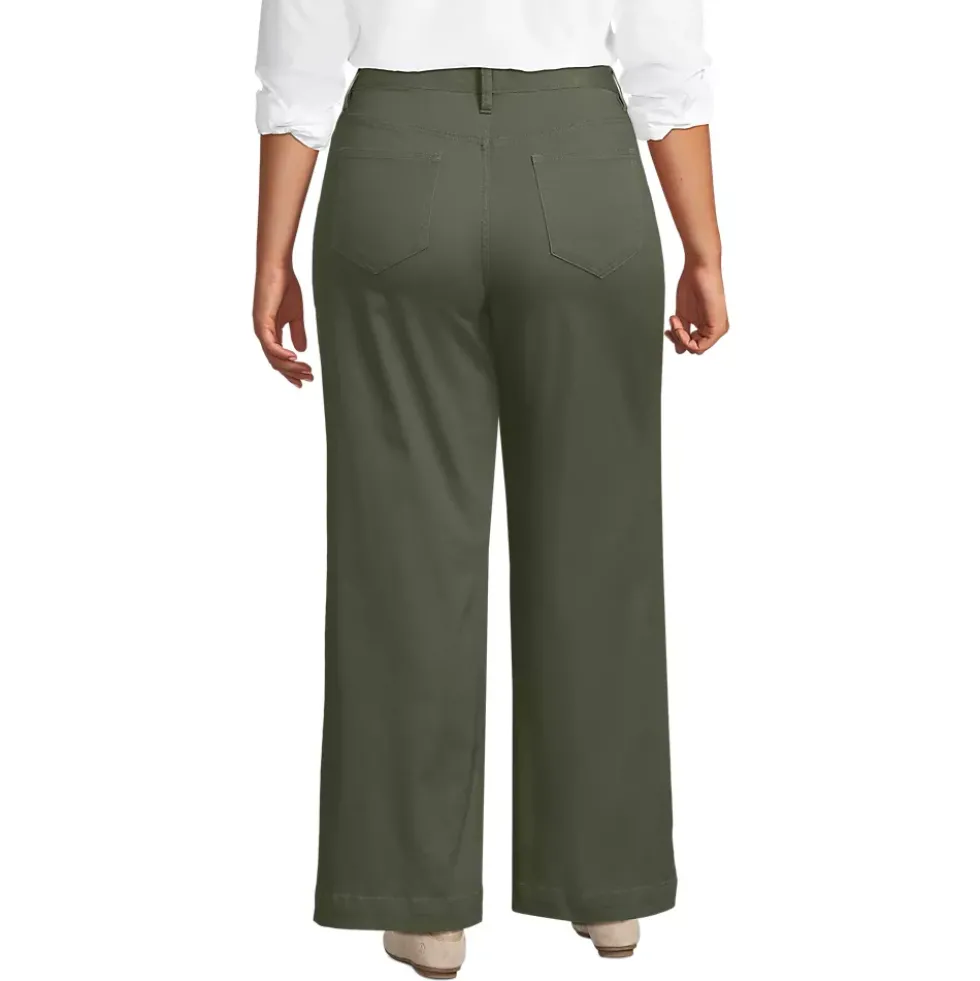 Women's High Rise 5 Pocket Wide Leg Chino Pants