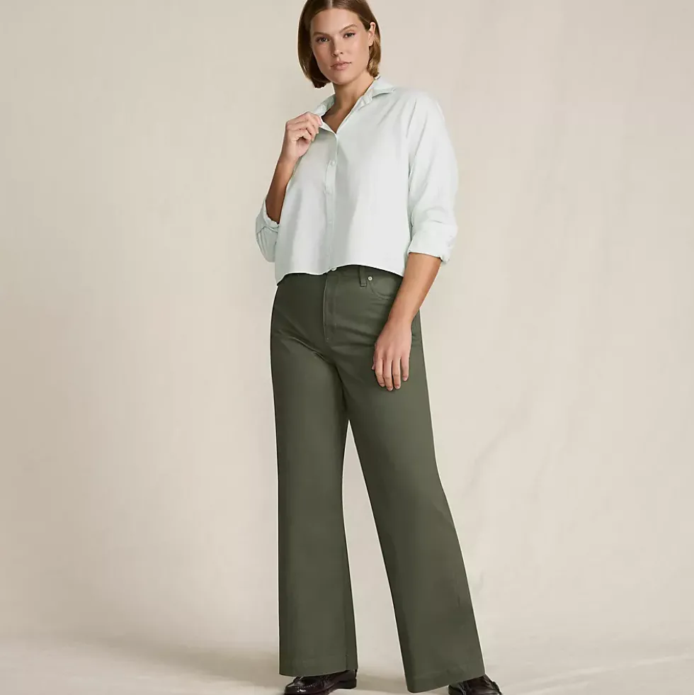 Women's High Rise 5 Pocket Wide Leg Chino Pants