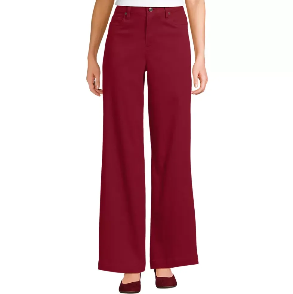Women's High Rise 5 Pocket Wide Leg Chino Pants