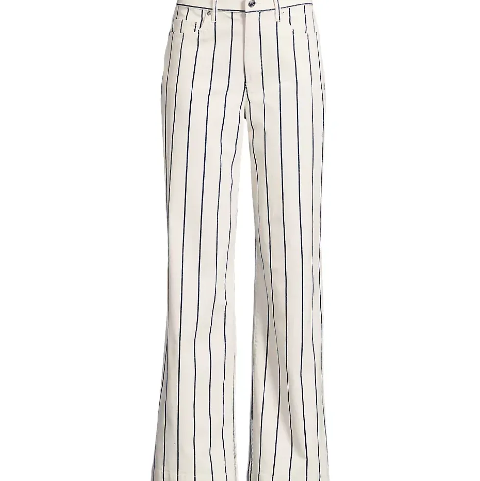 Women's High Rise 5 Pocket Wide Leg Chino Oxford Stripe Pants