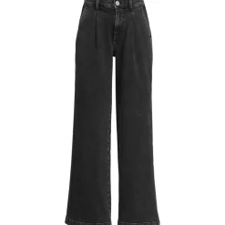 Women's High Rise Soft Denim Pleated Wide Leg Trousers