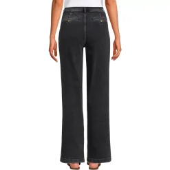 Women's High Rise Soft Denim Pleated Wide Leg Trousers