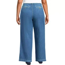 Women's High Rise Soft Denim Pleated Wide Leg Trousers