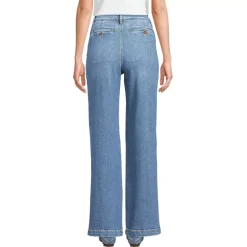 Women's High Rise Soft Denim Pleated Wide Leg Trousers