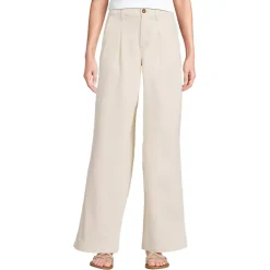 Women's High Rise Soft Denim Pleated Wide Leg Trousers