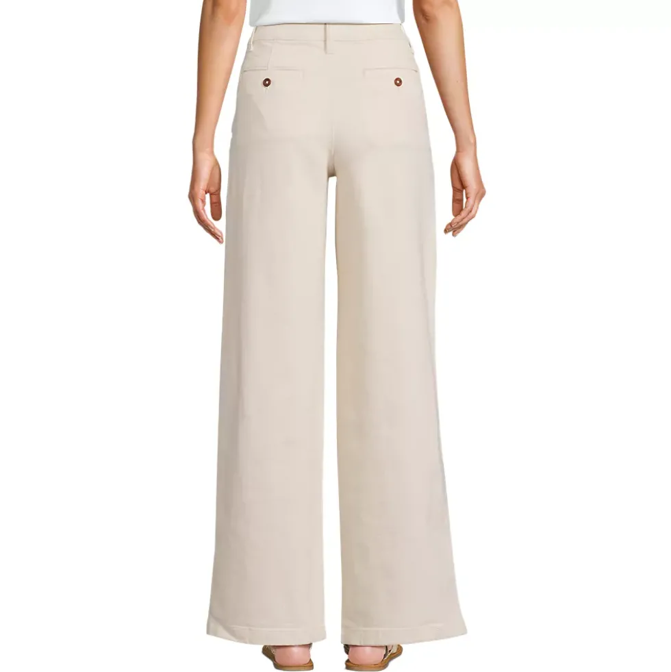 Women's High Rise Soft Denim Pleated Wide Leg Trousers