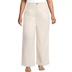 Women's High Rise Soft Denim Pleated Wide Leg Trousers