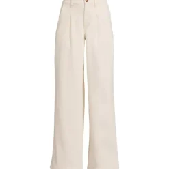Women's High Rise Soft Denim Pleated Wide Leg Trousers