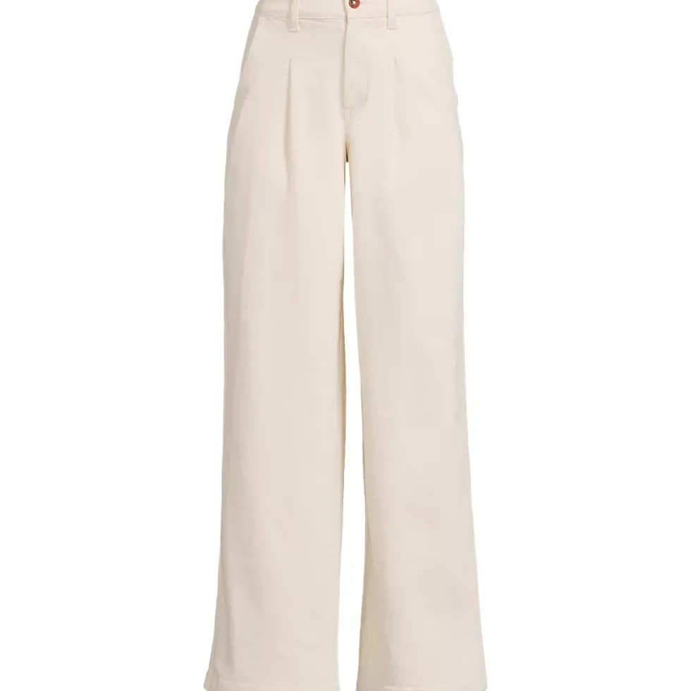 Women's High Rise Soft Denim Pleated Wide Leg Trousers