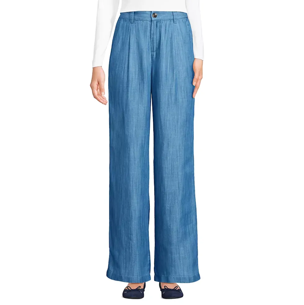 Women's High Rise TENCEL™ Fiber Pleated Wide Leg Pants
