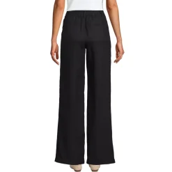 Women's High Rise Wide Leg Linen Pleated Pants