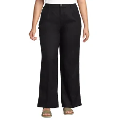 Women's High Rise Wide Leg Linen Pleated Pants