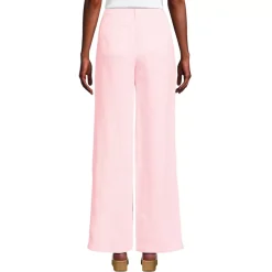 Women's High Rise Wide Leg Linen Pleated Pants
