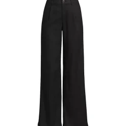 Women's High Rise Wide Leg Linen Pleated Pants