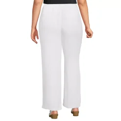 Women's High Rise Wide Leg Linen Pleated Pants