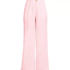 Women's High Rise Wide Leg Linen Pleated Pants