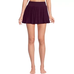 Women's High Waisted Pleated Woven Swim Skort