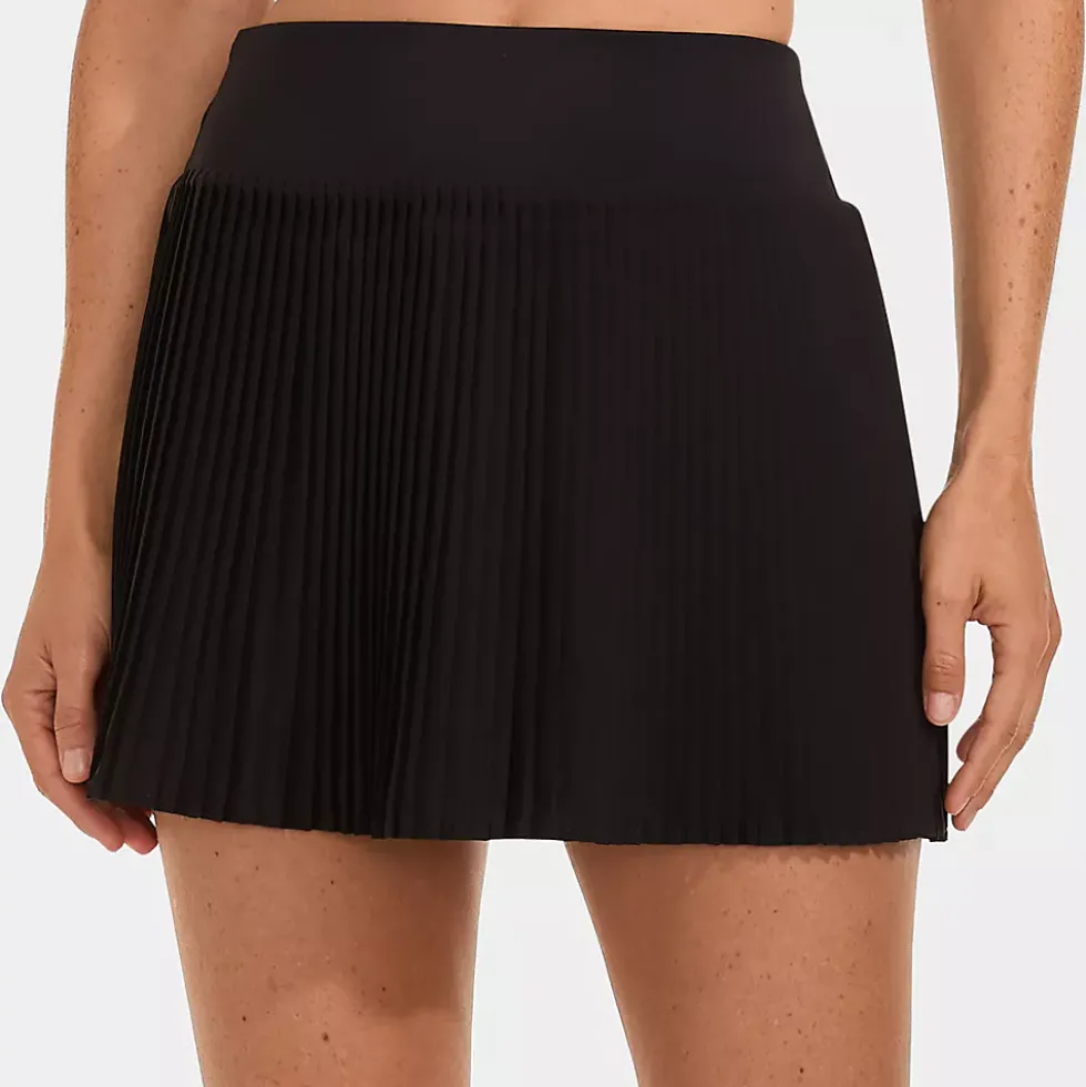 Women's High Waisted Pleated Woven Swim Skort