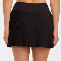Women's High Waisted Pleated Woven Swim Skort