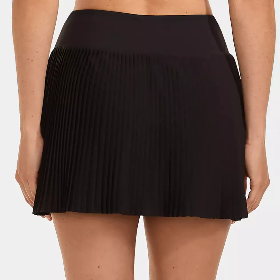 Women's High Waisted Pleated Woven Swim Skort