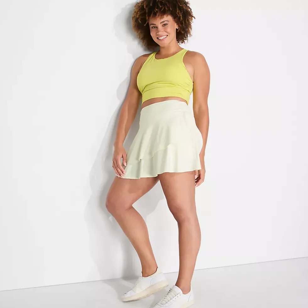 Women's High Waisted Tulip Hem Swim Skort