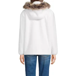 Women's Hooded Half Zip Faux Fur Sherpa Fleece Pullover