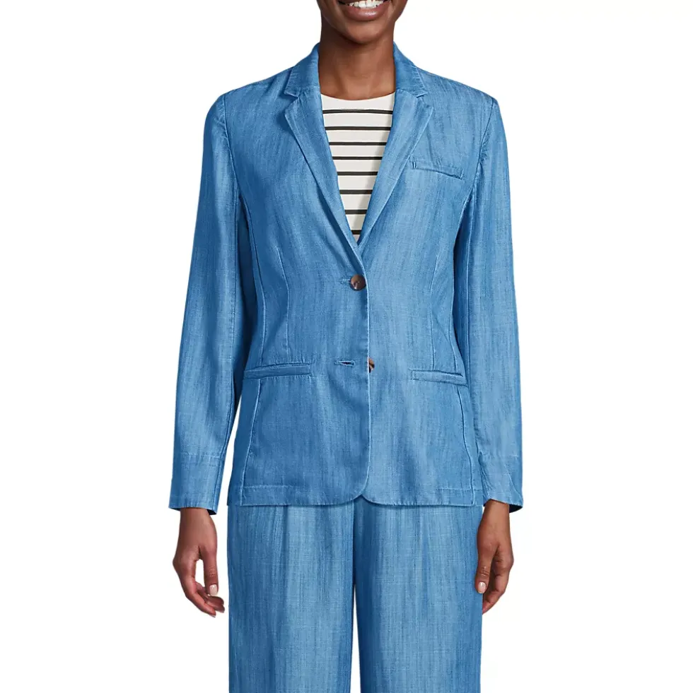 Women's Indigo TENCEL™ Fiber Relaxed Blazer
