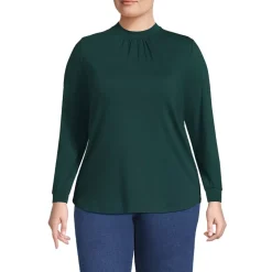 Women's Jersey Long Sleeve Gathered Mock