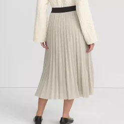 Women's Knit Foil Pleated Midi Skirt