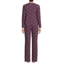 Women's Knit 2 Piece Pajama Set - Long Sleeve Top and Pants