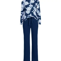 Women's Knit 2 Piece Pajama Set - Long Sleeve Top and Pants