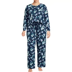 Women's Knit 2 Piece Pajama Set - Long Sleeve Top and Pants