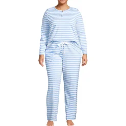 Women's Knit 2 Piece Pajama Set - Long Sleeve Top and Pants