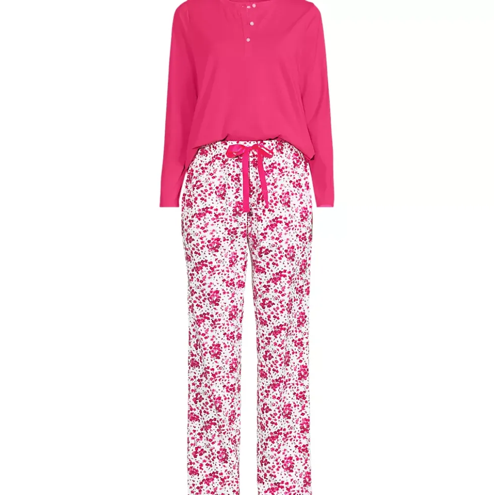 Women's Knit 2 Piece Pajama Set - Long Sleeve Top and Pants