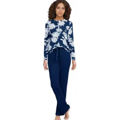 Women's Knit 2 Piece Pajama Set - Long Sleeve Top and Pants