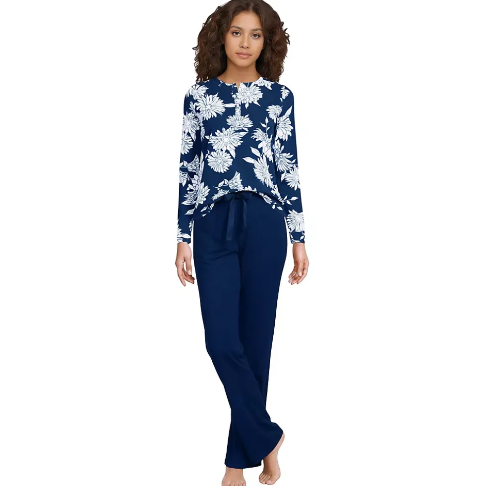 Women's Knit 2 Piece Pajama Set - Long Sleeve Top and Pants