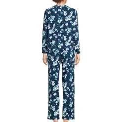 Women's Knit 2 Piece Pajama Set - Long Sleeve Top and Pants
