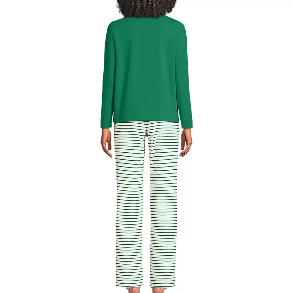 Women's Knit 2 Piece Pajama Set - Long Sleeve Top and Pants