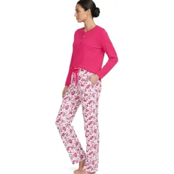 Women's Knit 2 Piece Pajama Set - Long Sleeve Top and Pants