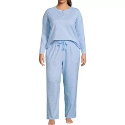 Women's Knit 2 Piece Pajama Set - Long Sleeve Top and Pants