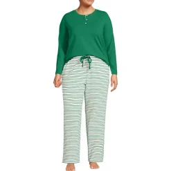 Women's Knit 2 Piece Pajama Set - Long Sleeve Top and Pants
