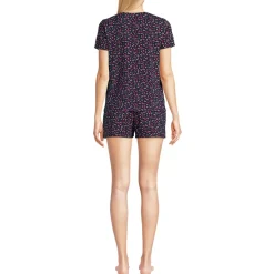 Women's Knit 2 Piece Pajama Set - Short Sleeve Top and Shorts