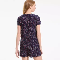 Women's Knit 2 Piece Pajama Set - Short Sleeve Top and Shorts